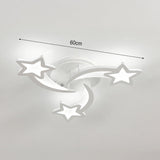 Star and moon LED ceiling light, 60cm wide, curved frame with large star light panels