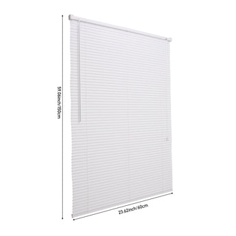 White PVC window blind with horizontal slats, size 60x150 cm shown