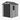 Gray and dark plastic storage shed with double doors and small side window