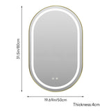Wall-mounted oval LED bathroom mirror, 31.5x19.69 in; 4 cm thickness