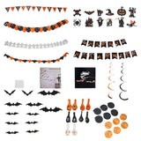 Halloween decoration set with pennant garlands and assorted cutout stickers