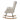 Side view of sherpa upholstered rocking chair with tufted back, black frame and light wood base