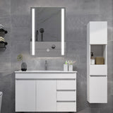 Bathroom LED mirror medicine cabinet with two vertical LED light bars and side storage