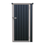 Anthracite metal garden storage shed door front panel with lock hardware