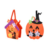 Halloween felt treat bags, haunted house and jack-o'-lantern pumpkins