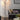 Double Heads Floor Lamp, black metal frame with two white lamp shades
