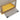 Foldable clear storage bin with yellow tray, hinged lid panel open