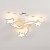 Star and moon LED ceiling light, 60cm wide, curved light bars with star accents