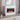 Modern white electric fireplace insert with glowing LED flame display
