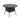 Round outdoor table with parasol hole, dark round tabletop on four legs.