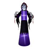 Purple glowing skeleton hood costume robe with black sleeves and jagged hem