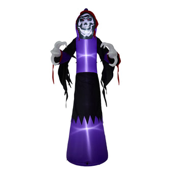 Purple glowing skeleton hood costume robe with black sleeves and jagged hem