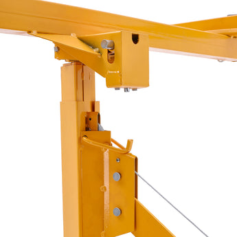 Yellow hoist lifting arm and cable guide with mounting bracket and bolts