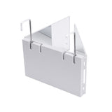 White foldable tri-fold hanging makeup mirror with three panel sections