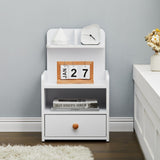 White bedside table with 1 drawer and top storage compartments