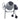 Grey 120 L cement mixer with crank handle, drum and motor on wheeled base