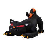 Inflatable Halloween animal decoration lying down with orange horns and red mouth