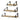 Set of 3 floating shelf brackets with wood supports; size dimensions shown