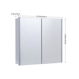 Wall-mounted bathroom mirror cabinet with two white doors and reflective surface