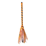 Halloween wand with orange striped handle and tulle ribbon streamers