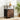 45cm wooden storage cabinet with two drawers, open shelving, black metal frame