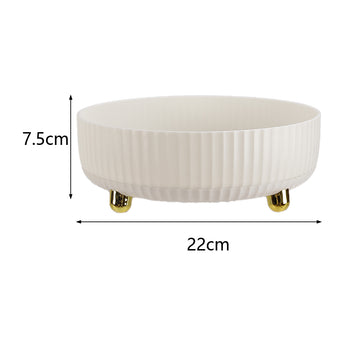 Size 22cm Ø, 7.5cm H: white rotating spice tray with gold feet
