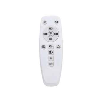 White LED ceiling lamp remote control with power, dim, and setup buttons.