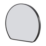 Rounded arch wall mirror with black aluminum edge frame and reflective front glass panel