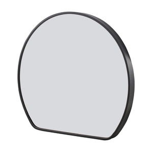 Rounded arch wall mirror with black aluminum edge frame and reflective front glass panel