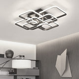 Square LED ceiling light with interlocking square frames, white glow, modern design