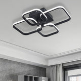 Modern LED square semi-recessed ceiling light with white border and dark rectangular outer frames