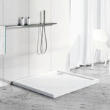 White rectangular wetroom shower tray, 1000×800×40mm, central drain hole