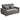 Grey two-seat sofa bed with two back pillows and wide padded armrests