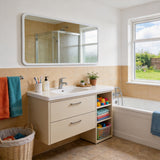 Rectangular frameless wall mirror with rounded corners, bevelled edge, safety film