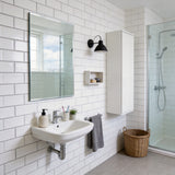 Frameless rectangular bathroom mirror with bevelled edge, safety glass, wall-mounted
