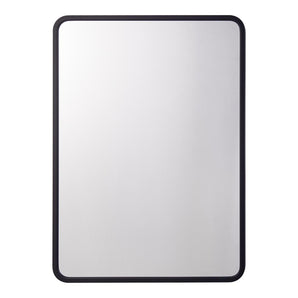 Square-ish rectangular wall mirror cabinet with dark border and reflective glass front