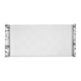 Marble effect PVC flooring roll with backing sheet, white with gray veining