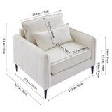 Linen sofa armchair size diagram with off-white upholstery and labeled measurements
