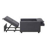 Dark grey sofa bed chair with extended pull-out bed base and reclining back