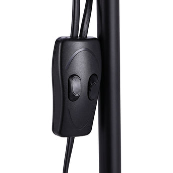 Double-head floor lamp power switch control box on a black cord