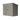 Gray metal garden shed with pent roof, single door, and corner panels
