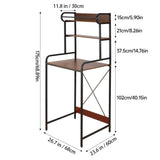 3-tier over-the-toilet storage rack with black frame and dark walnut shelves