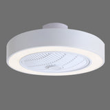Deckenventilator mit 3-Farb-LED-Licht in Grau, rundes Gehäuse mit sichtbarer Lüfterabdeckung
