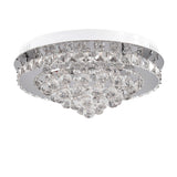 Round flush-mount ceiling lamp with clear crystal surround and hanging crystal drops