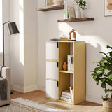 50cm wooden bookcase storage cabinet with white-front shelves and open cubby