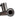 Gunmetal faucet outlet with black aerator insert and metal rim detail