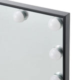 Rectangle LED mirror corner with round bulb lights and clear glass