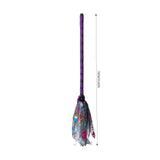 Purple-striped Halloween wand with silver tulle pouch and purple ribbon bow