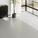 Peel-and-stick PVC floor tile with light gray marble-effect pattern