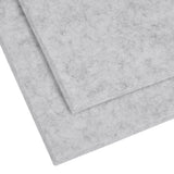 Silvery grey acoustic panel close-up with textured surface and 0.9cm thickness